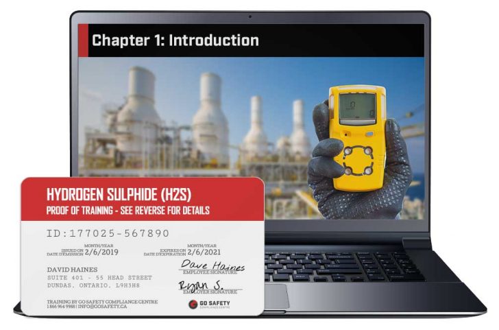 Screen shot and Certificate from the H2S Awareness Course