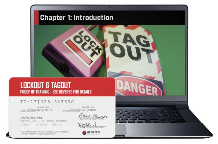 Screen shot and Certificate from the Lockout & Tagout Training Course