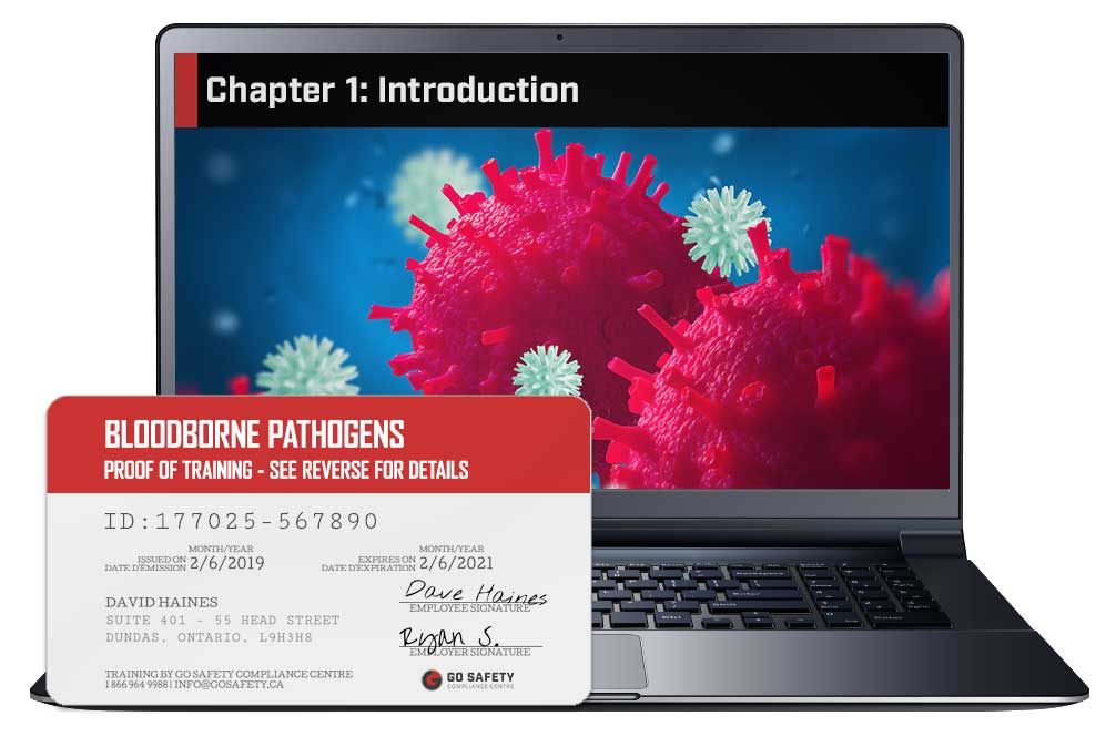 Screen shot and Certificate from the Bloodborne Pathogen Course