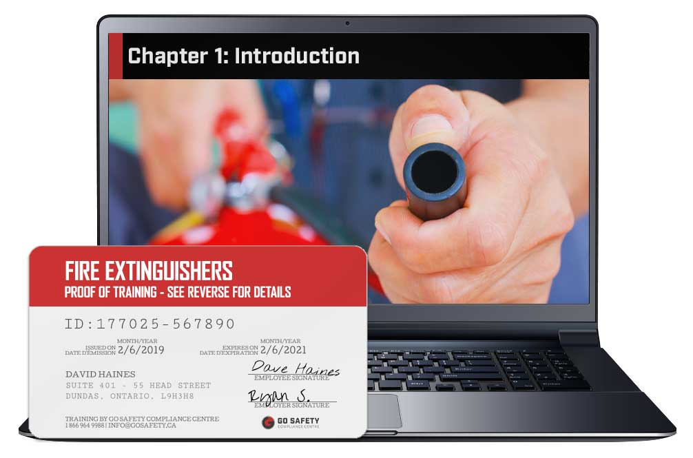 Screen shot and Certificate from the Fire Extinguisher Training Course